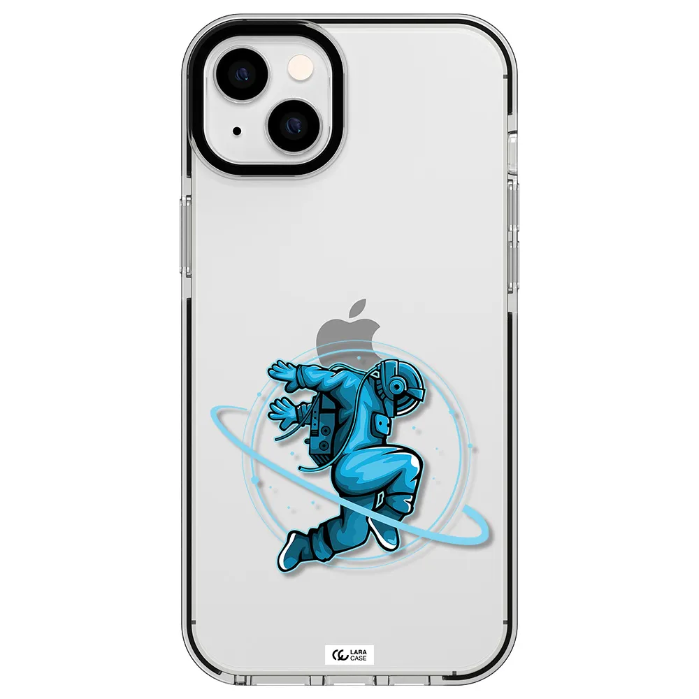a cartoon of a man skating Apple iPhone 14 plus impact black border Case