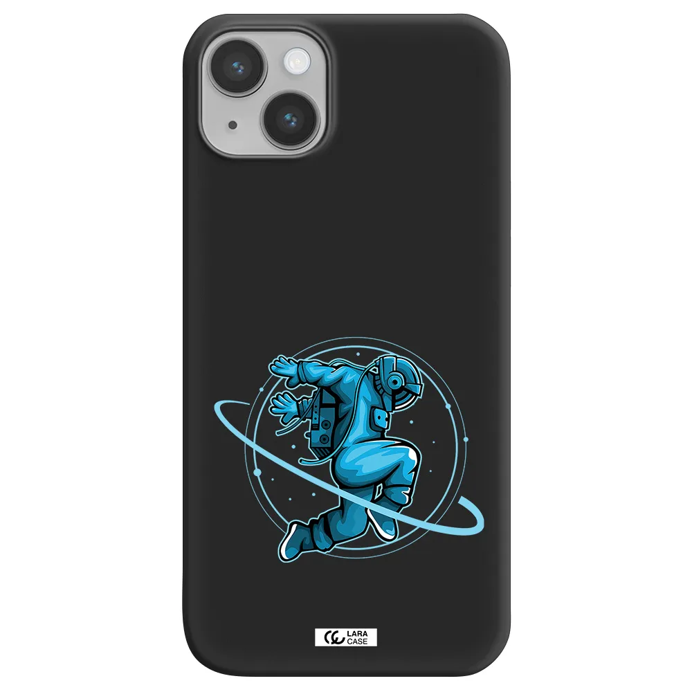 a cartoon of a man skating Apple iPhone 14 plus Silicone black Case