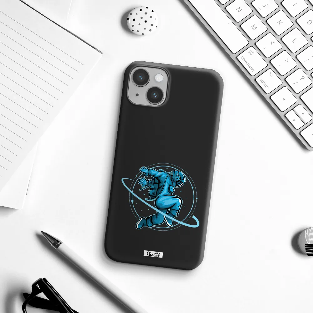 a cartoon of a man skating Apple iPhone 14 plus Silicone black Case