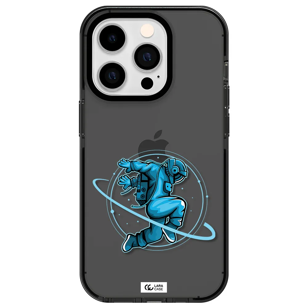 a cartoon of a man skating Apple iPhone 14 pro impact Smoke Black Case