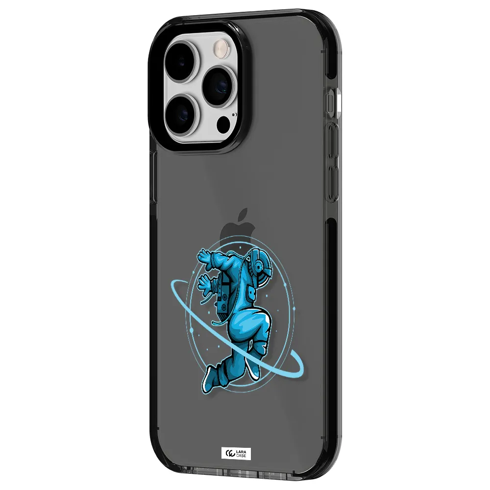 a cartoon of a man skating Apple iPhone 14 pro max impact Smoke Black Case