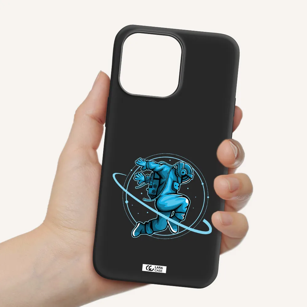 a cartoon of a man skating Apple iPhone 14 pro Silicone black Case