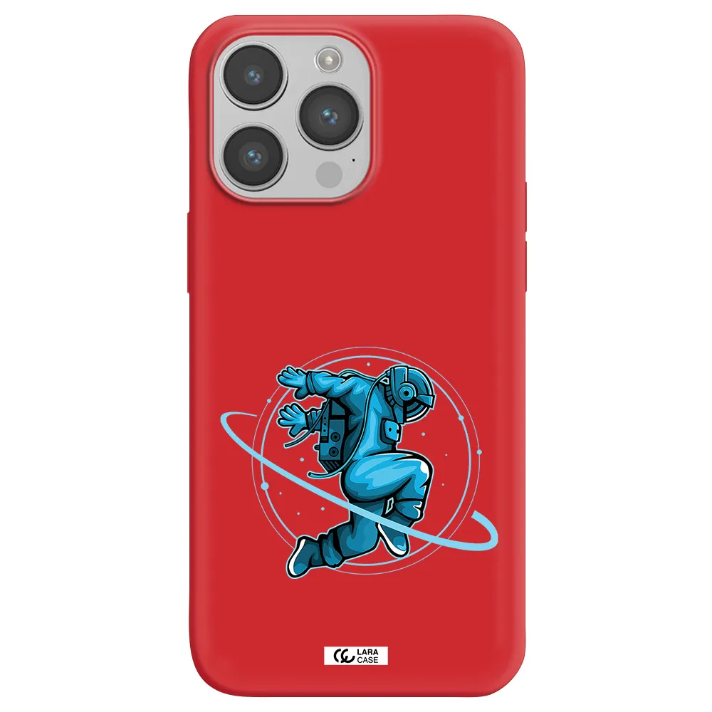 a cartoon of a man skating Apple iPhone 14 pro Silicone Imperial Red Case