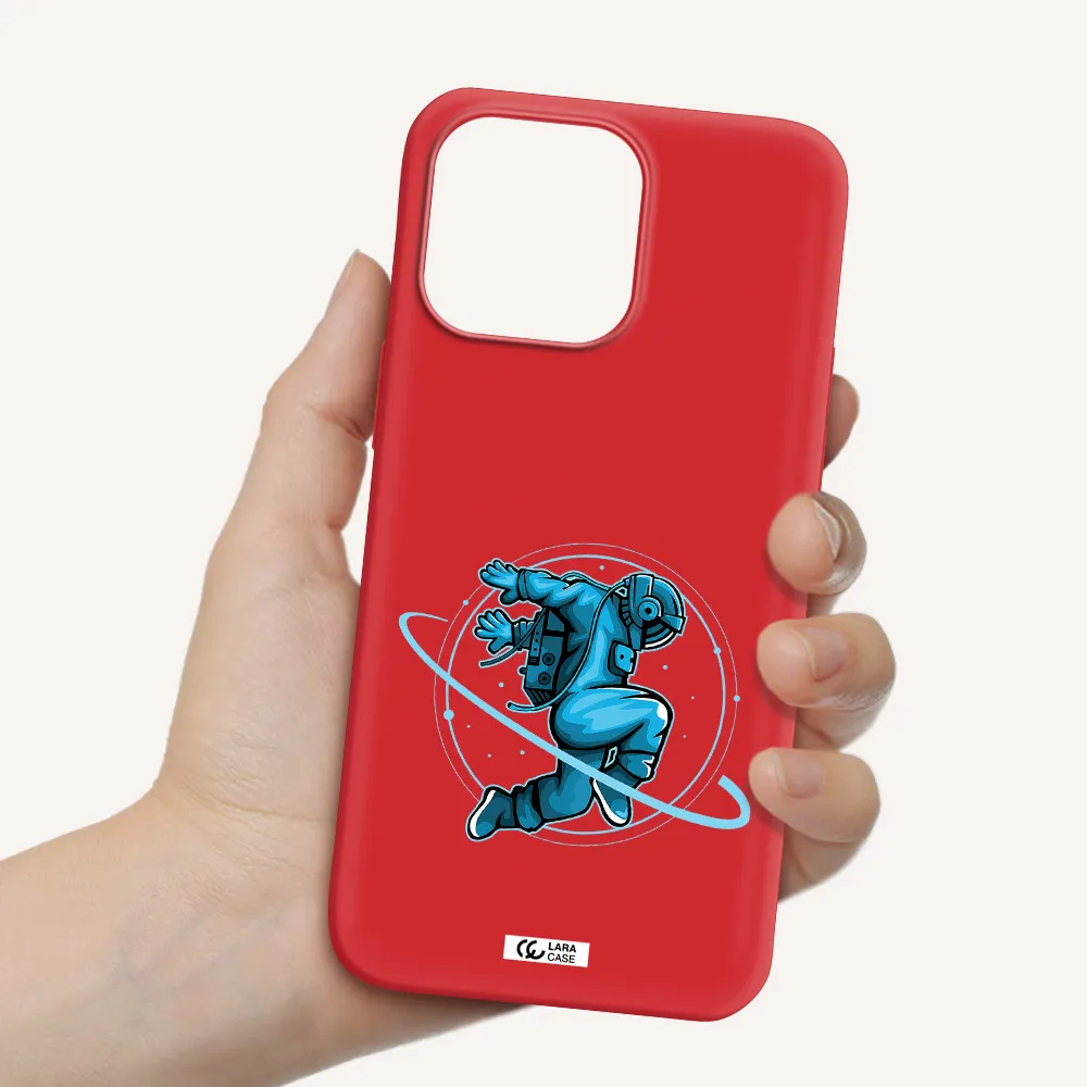a cartoon of a man skating Apple iPhone 14 pro Silicone Imperial Red Case