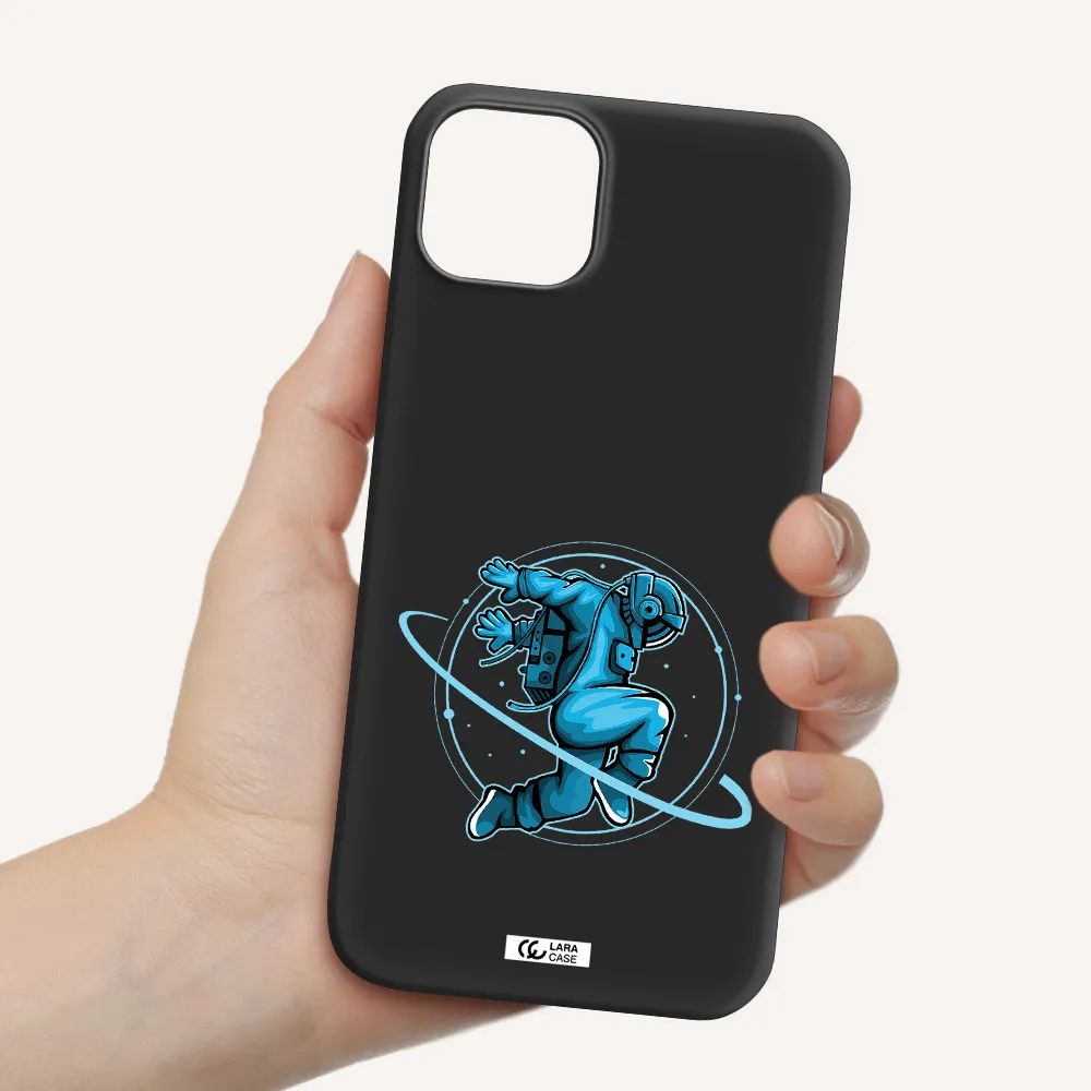 a cartoon of a man skating Apple iPhone 14 Silicone black Case
