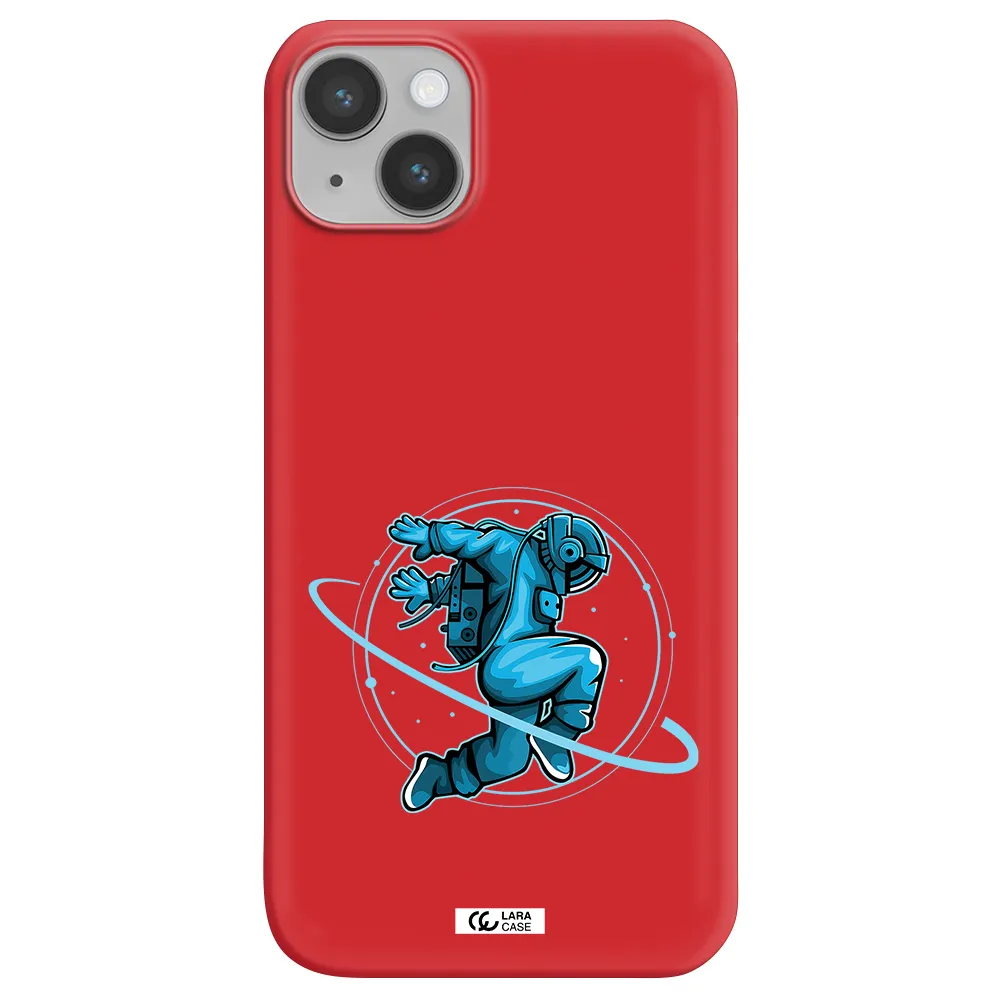 a cartoon of a man skating Apple iPhone 14 Silicone Imperial Red Case