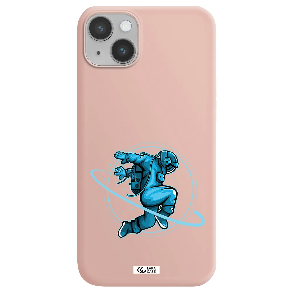 a cartoon of a man skating Apple iPhone 14 Silicone pastel pink Case