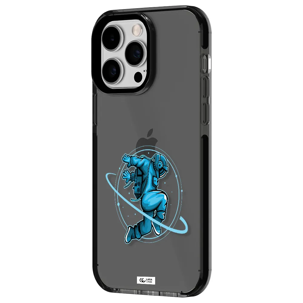 a cartoon of a man skating Apple iPhone 15 Pro impact Smoke Black Case