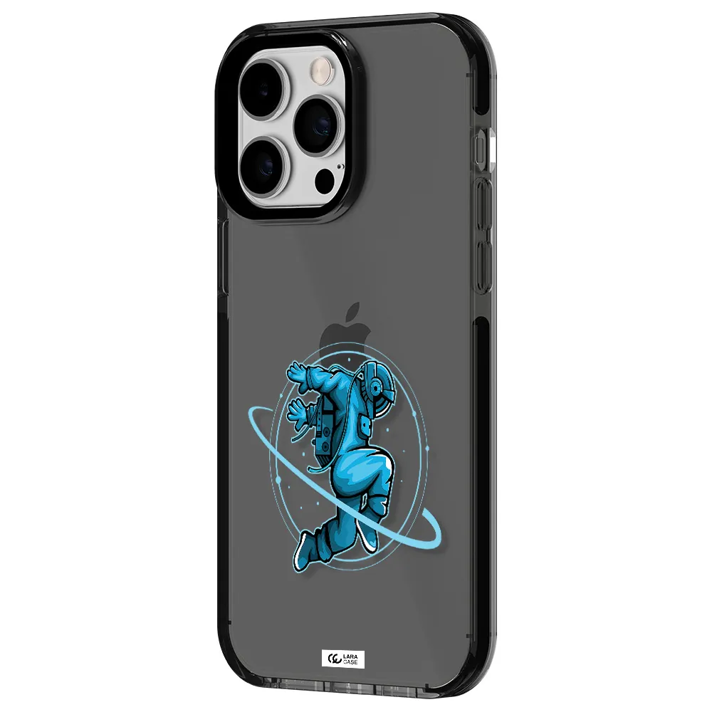 a cartoon of a man skating Apple iPhone 15 Pro Max impact Smoke Black Case
