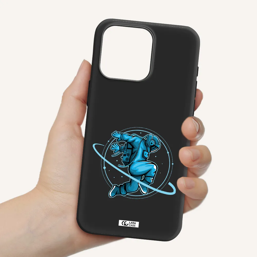 a cartoon of a man skating Apple Iphone 15 Pro max Silicone black Case