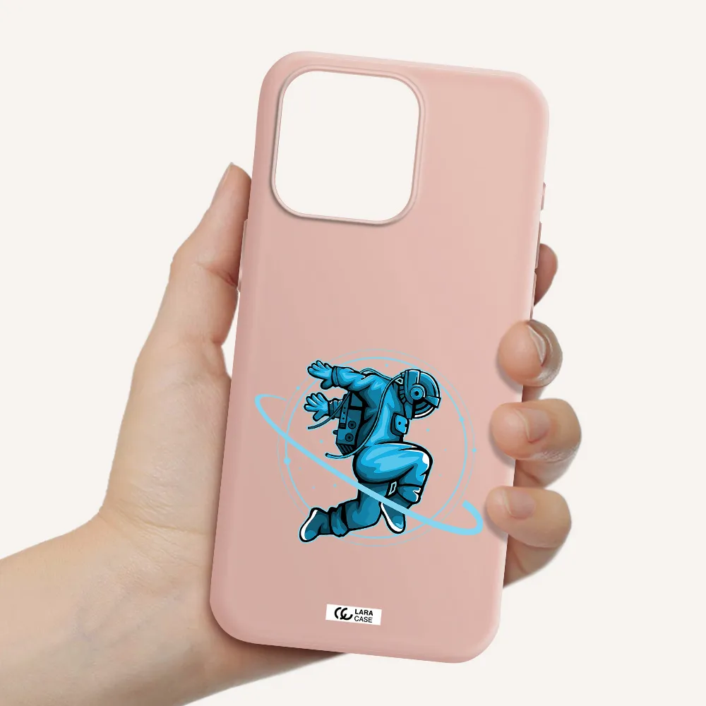 a cartoon of a man skating Apple Iphone 15 Pro max Silicone pastel pink Case