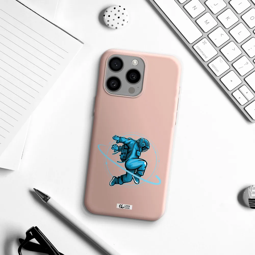 a cartoon of a man skating Apple Iphone 15 Pro max Silicone pastel pink Case