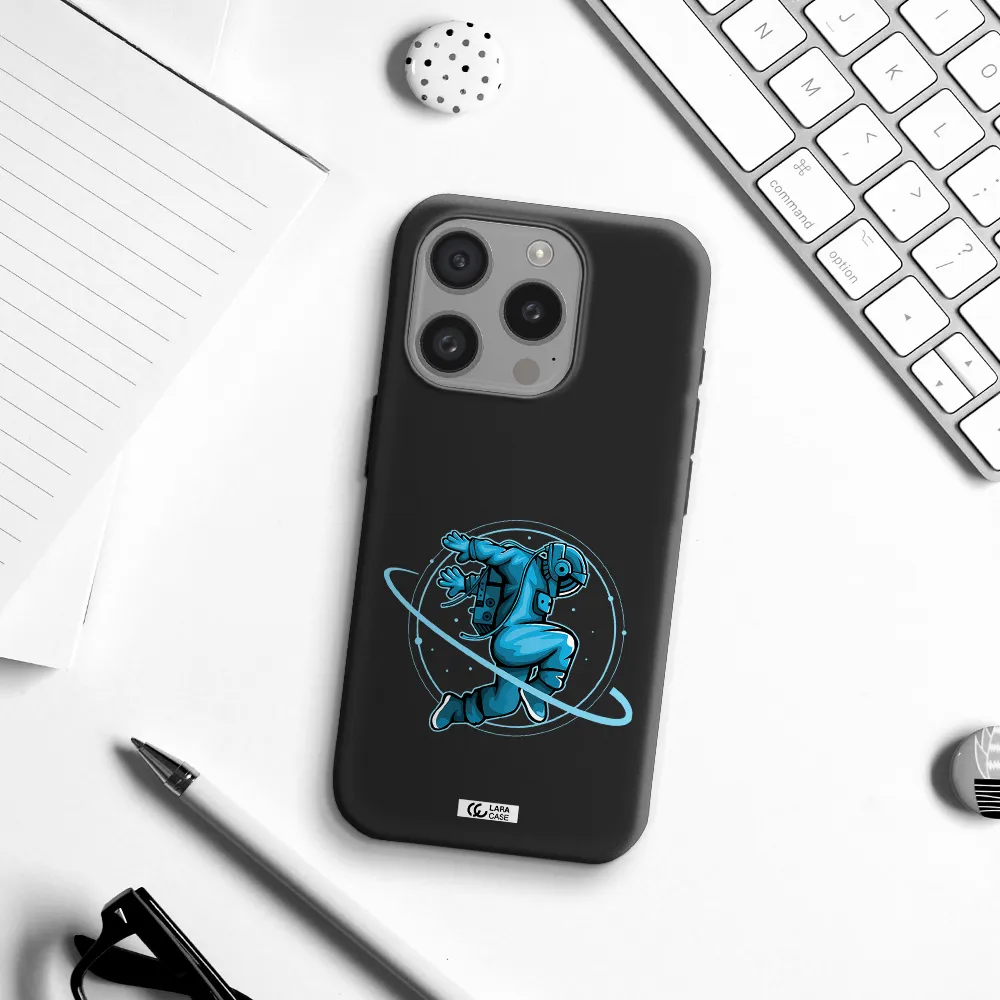 A Cartoon Of A Man Skating Apple Iphone 15 Pro Silicone Black Case