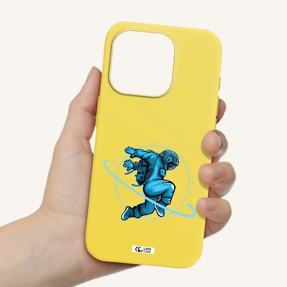 A Cartoon Of A Man Skating Apple Iphone 15 Pro Silicone Canary Yellow Case
