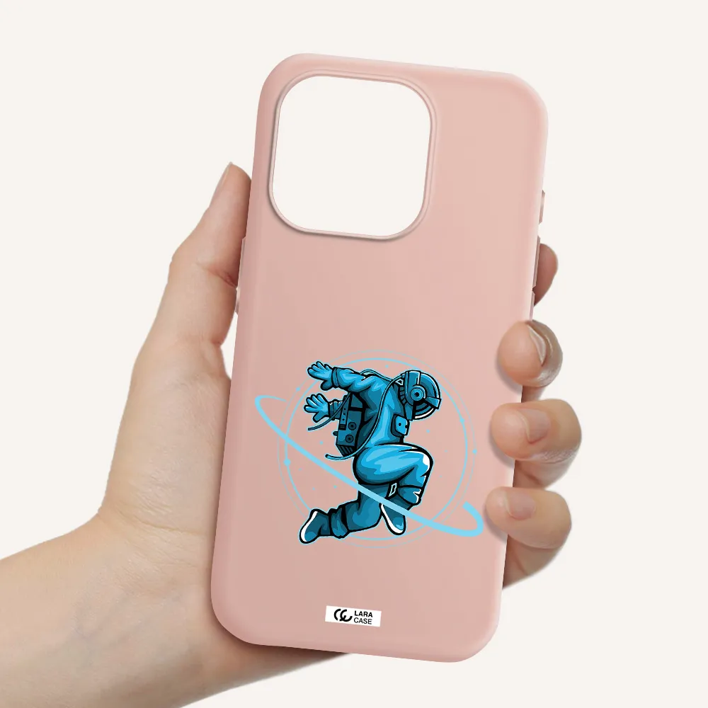 A Cartoon Of A Man Skating Apple Iphone 15 Pro Silicone Pastel Pink Case