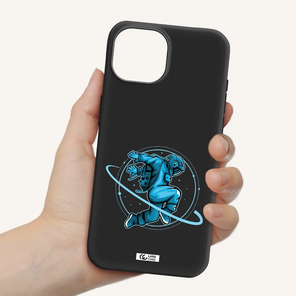 a cartoon of a man skating Apple iPhone 15 Silicone black Case