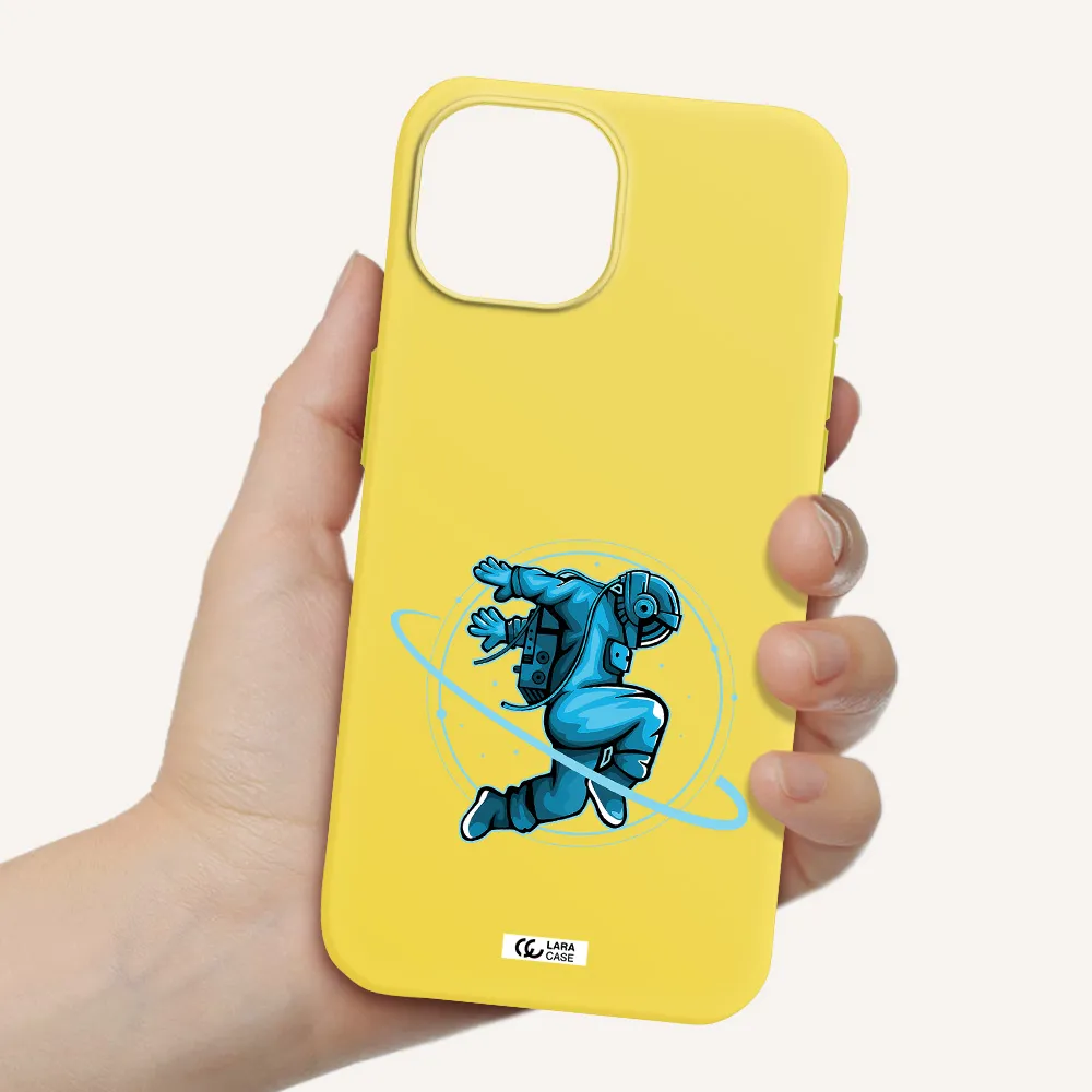 a cartoon of a man skating Apple iPhone 15 Silicone canary yellow Case