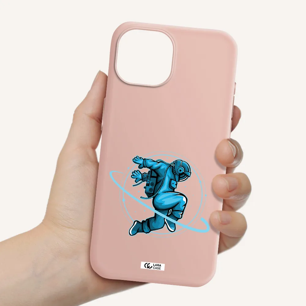 A Cartoon Of A Man Skating Apple Iphone 15 Silicone Pastel Pink Case