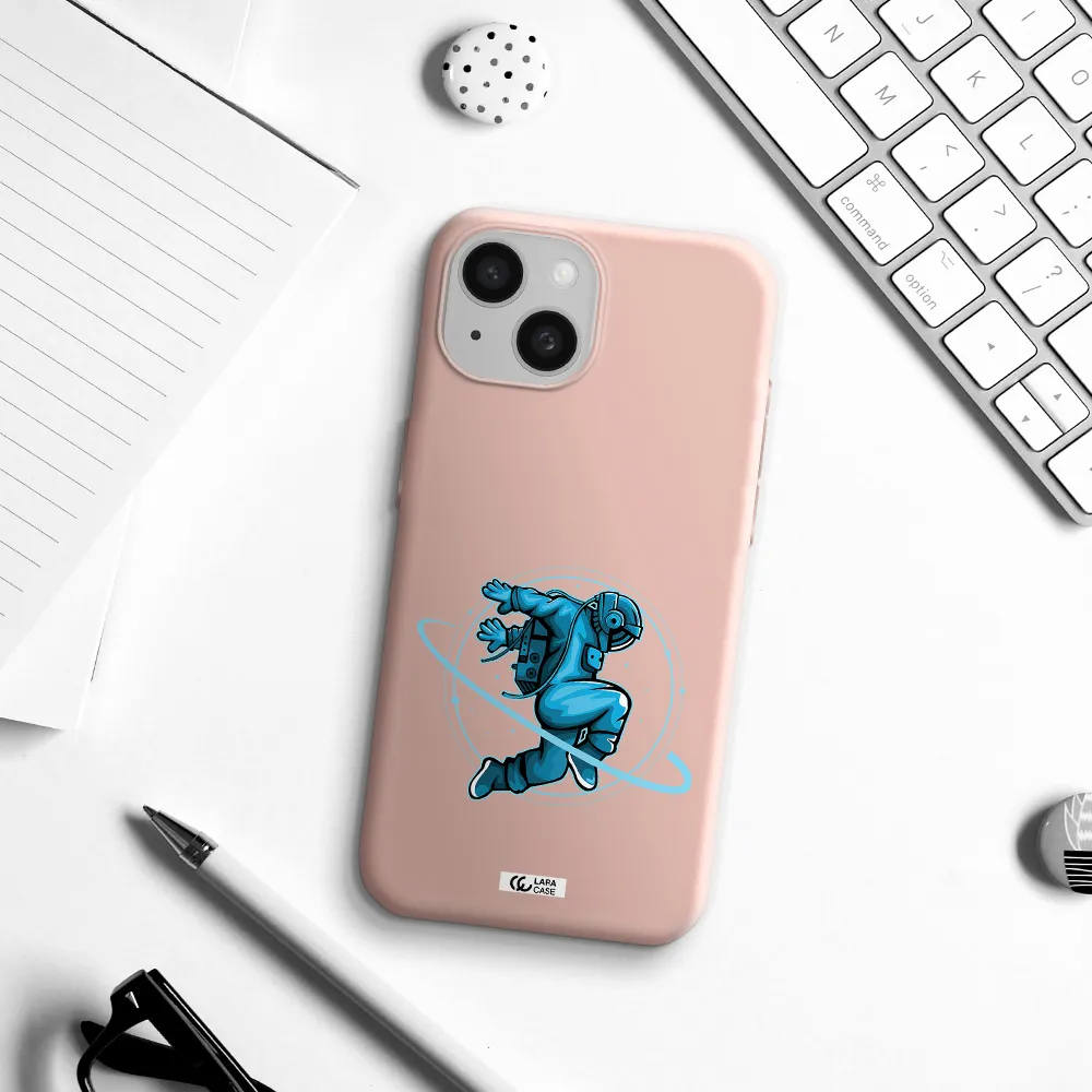 A Cartoon Of A Man Skating Apple Iphone 15 Silicone Pastel Pink Case