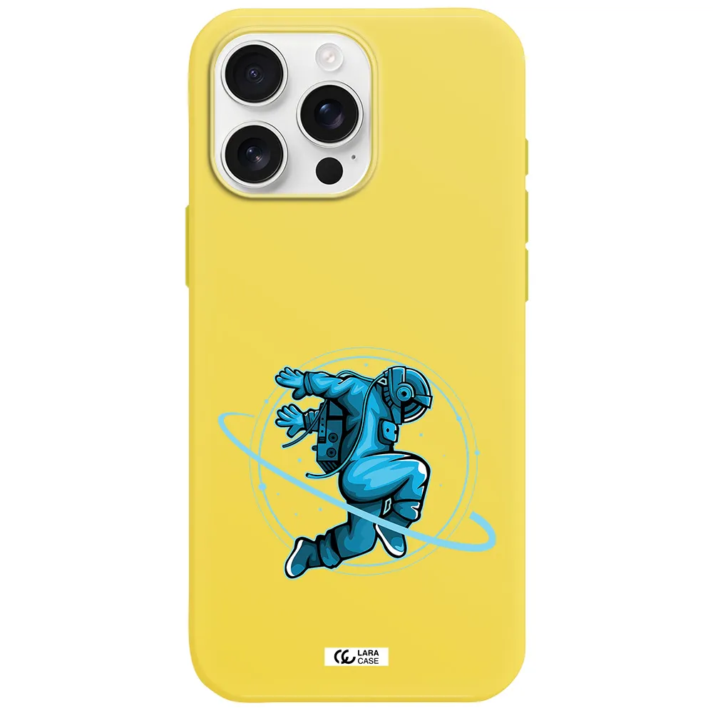 A Cartoon Of A Man Skating Apple Iphone 16 Pro Max Silicone Canary Yellow Case