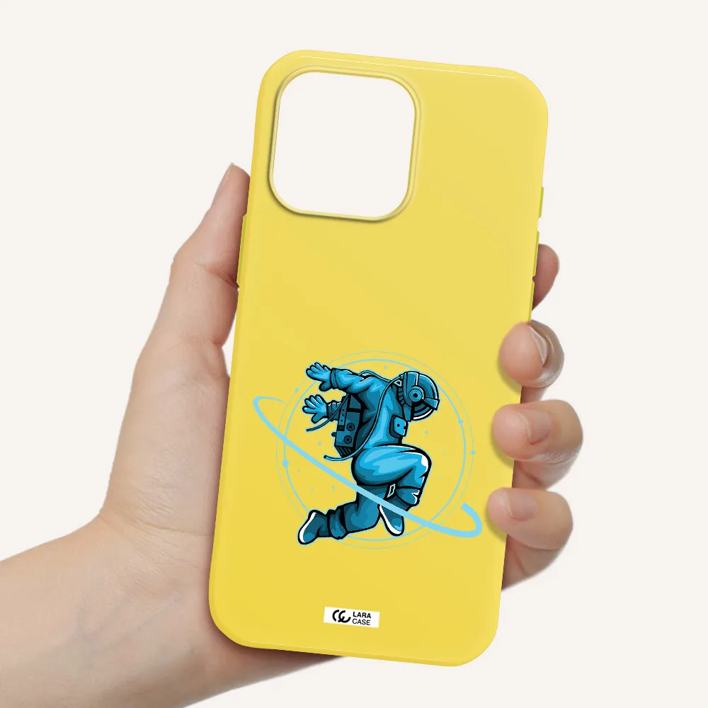 A Cartoon Of A Man Skating Apple Iphone 16 Pro Max Silicone Canary Yellow Case