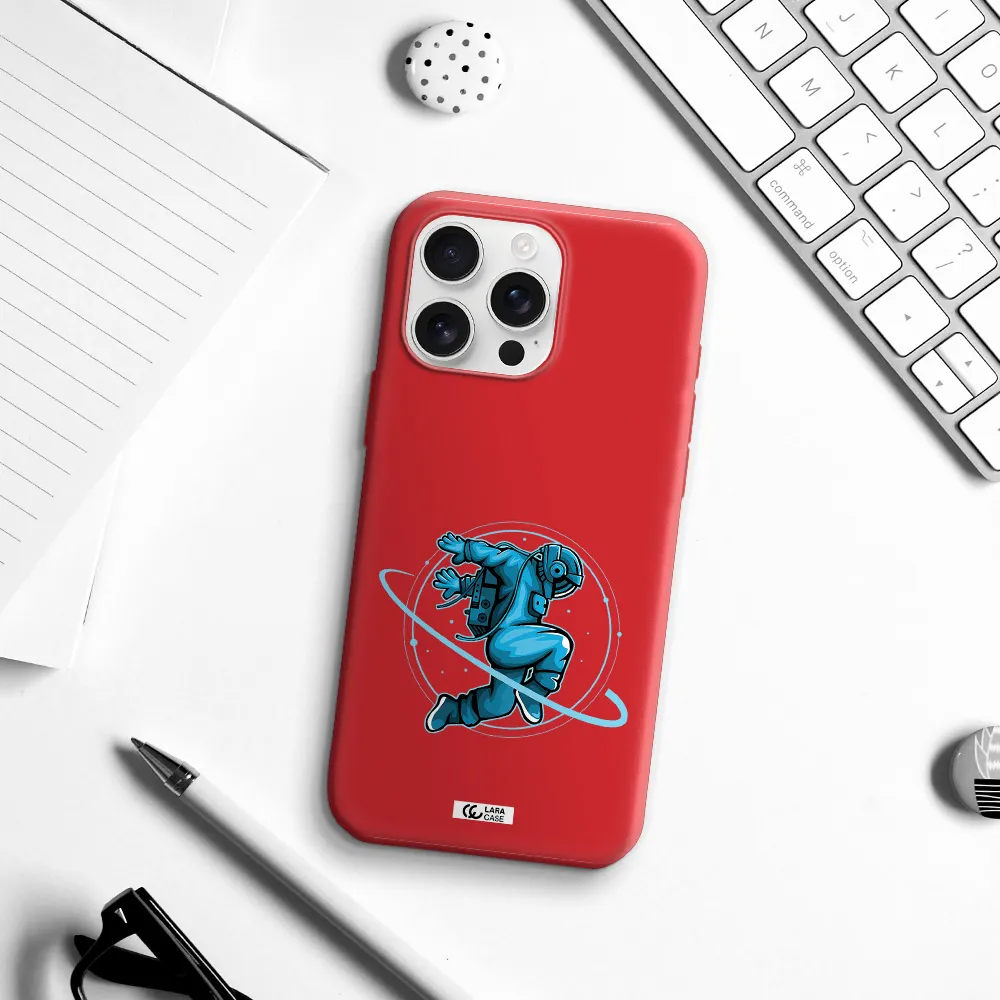 A Cartoon Of A Man Skating Apple Iphone 16 Pro Max Silicone Imperial Red Case