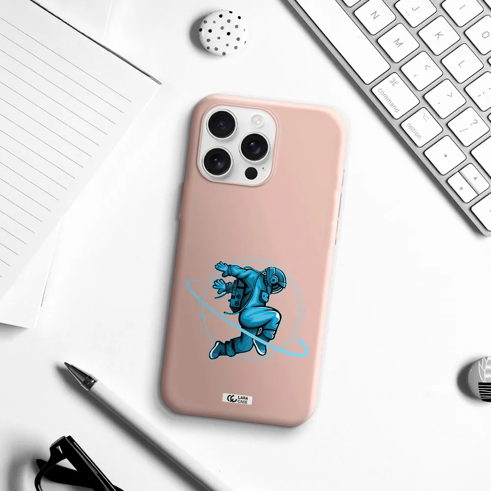 A Cartoon Of A Man Skating Apple Iphone 16 Pro Max Silicone Pastel Pink Case