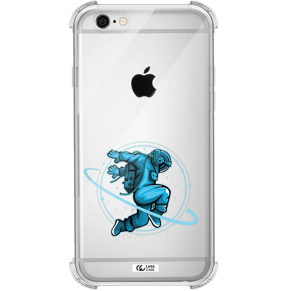 a cartoon of a man skating Apple iPhone 6 Clear PC Case