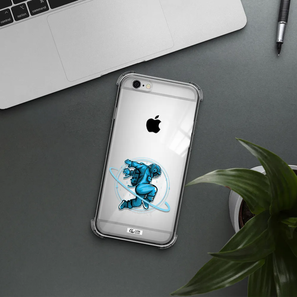 a cartoon of a man skating Apple iPhone 6 Clear PC Case