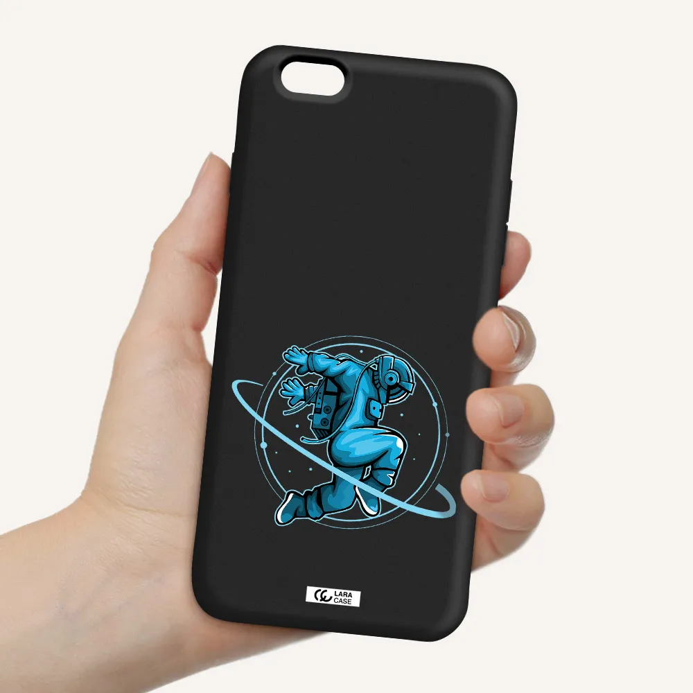 a cartoon of a man skating Apple iPhone 6 plus Silicone black Case