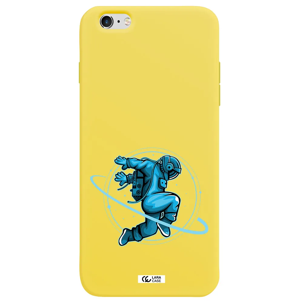 a cartoon of a man skating Apple iPhone 6 plus Silicone canary yellow Case