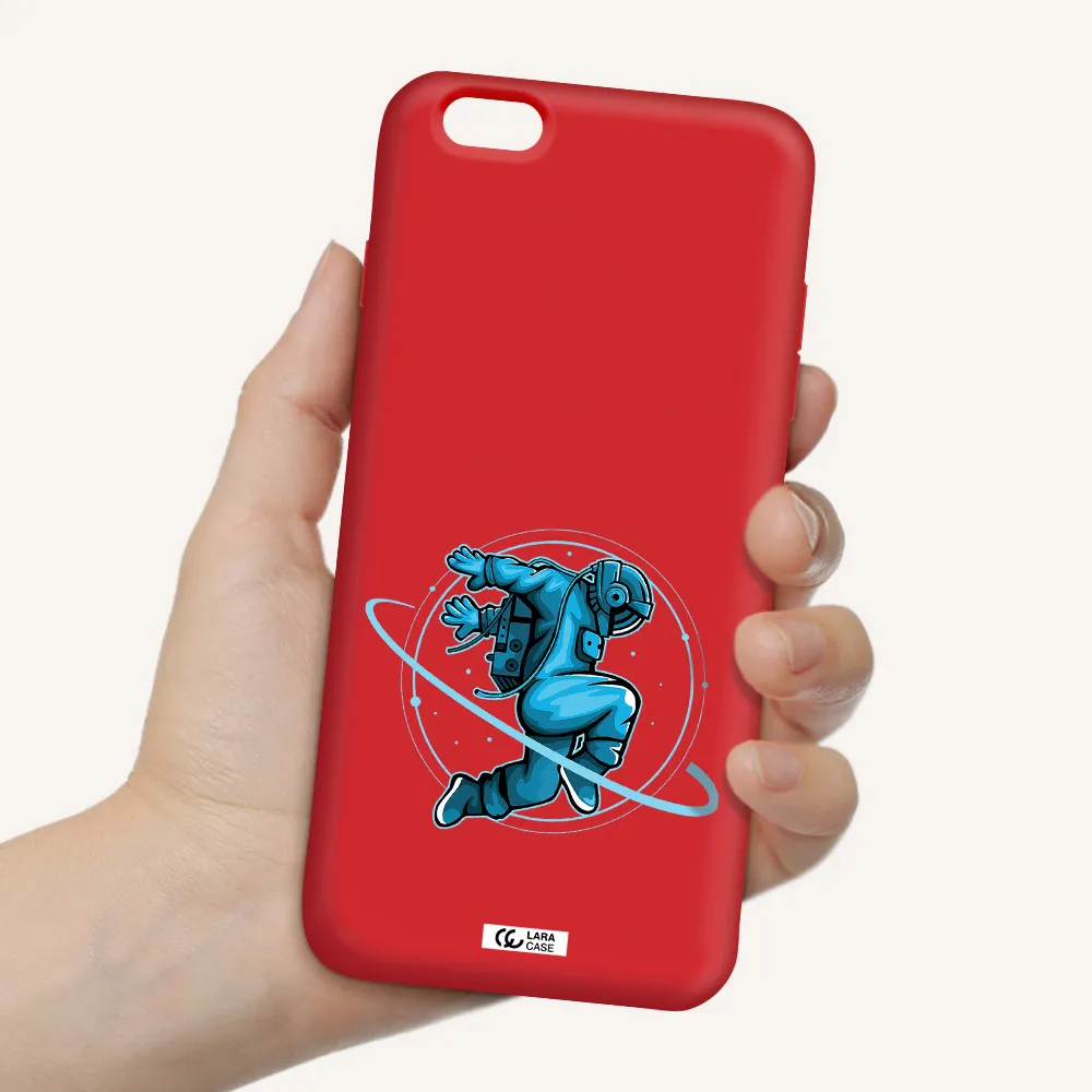a cartoon of a man skating Apple iPhone 6 plus Silicone Imperial Red Case