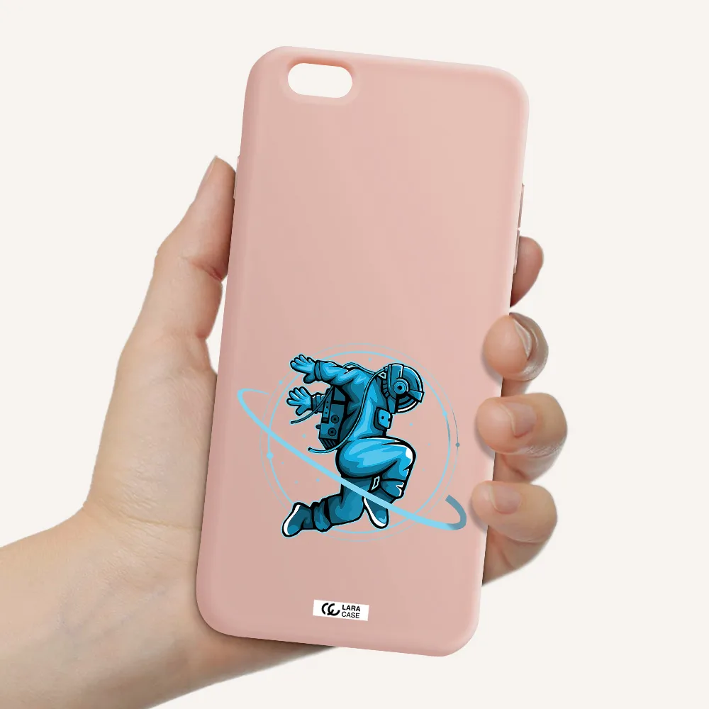 a cartoon of a man skating Apple iPhone 6 plus Silicone pastel pink Case
