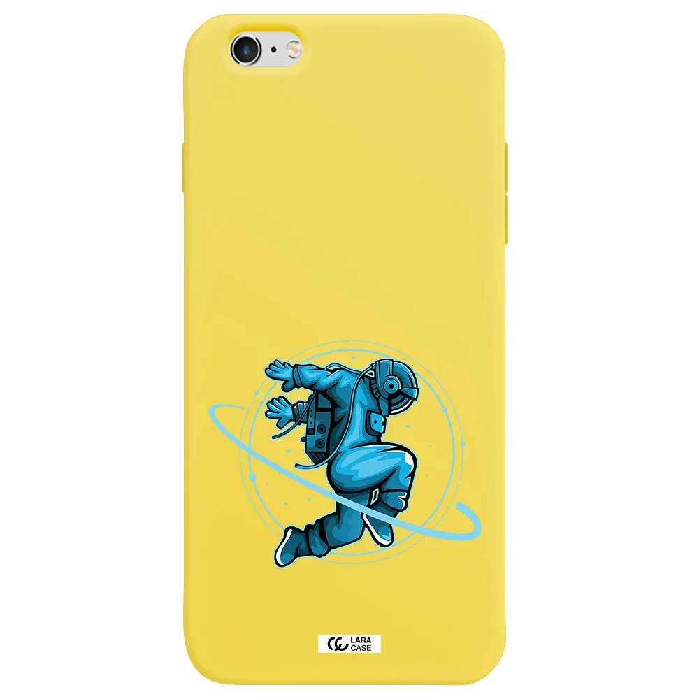 a cartoon of a man skating Apple iPhone 6 s plus Silicone canary yellow Case