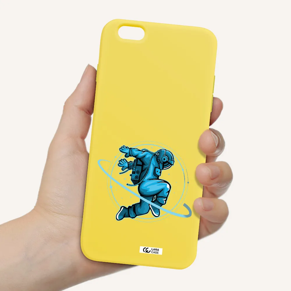 a cartoon of a man skating Apple iPhone 6 s plus Silicone canary yellow Case