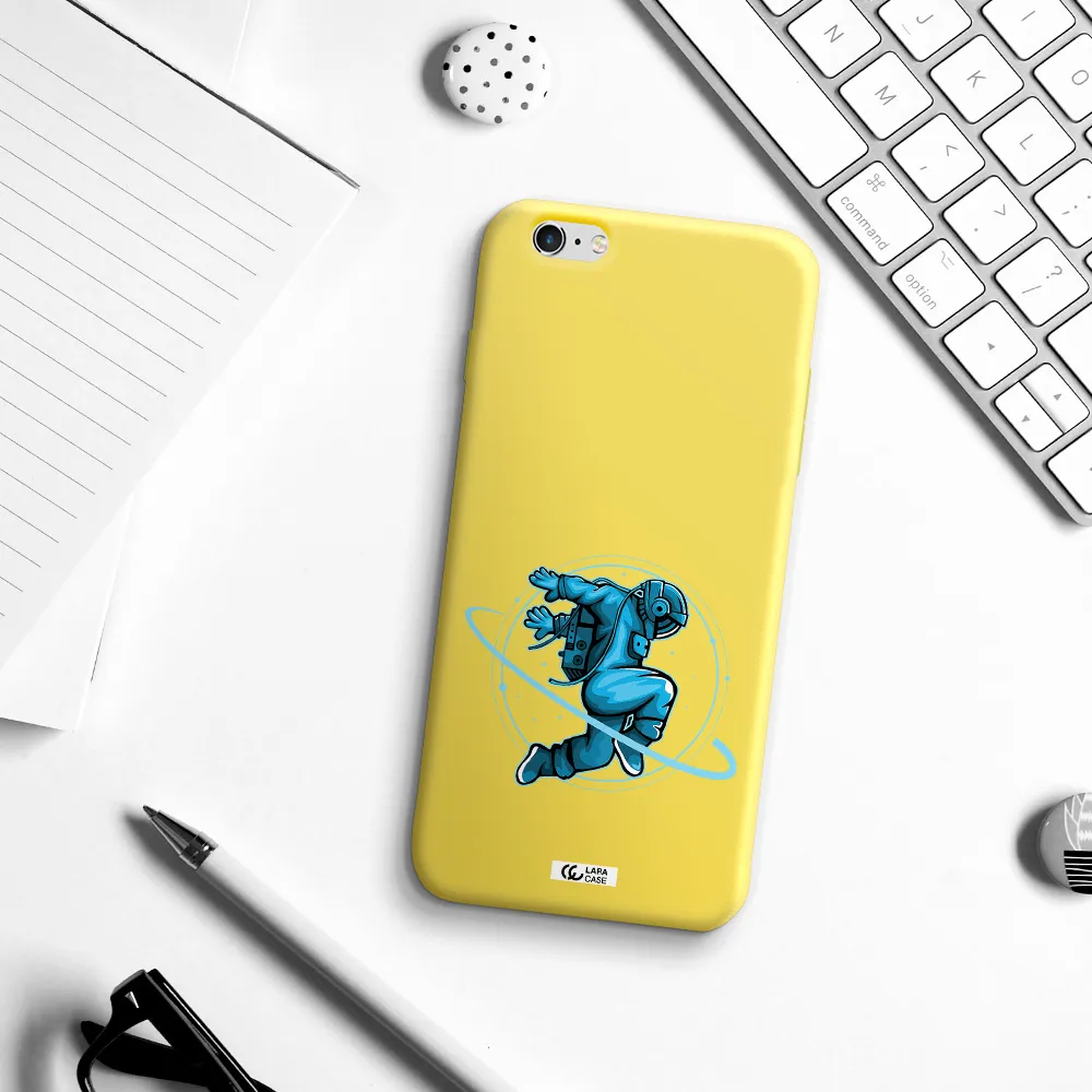 a cartoon of a man skating Apple iPhone 6 s plus Silicone canary yellow Case