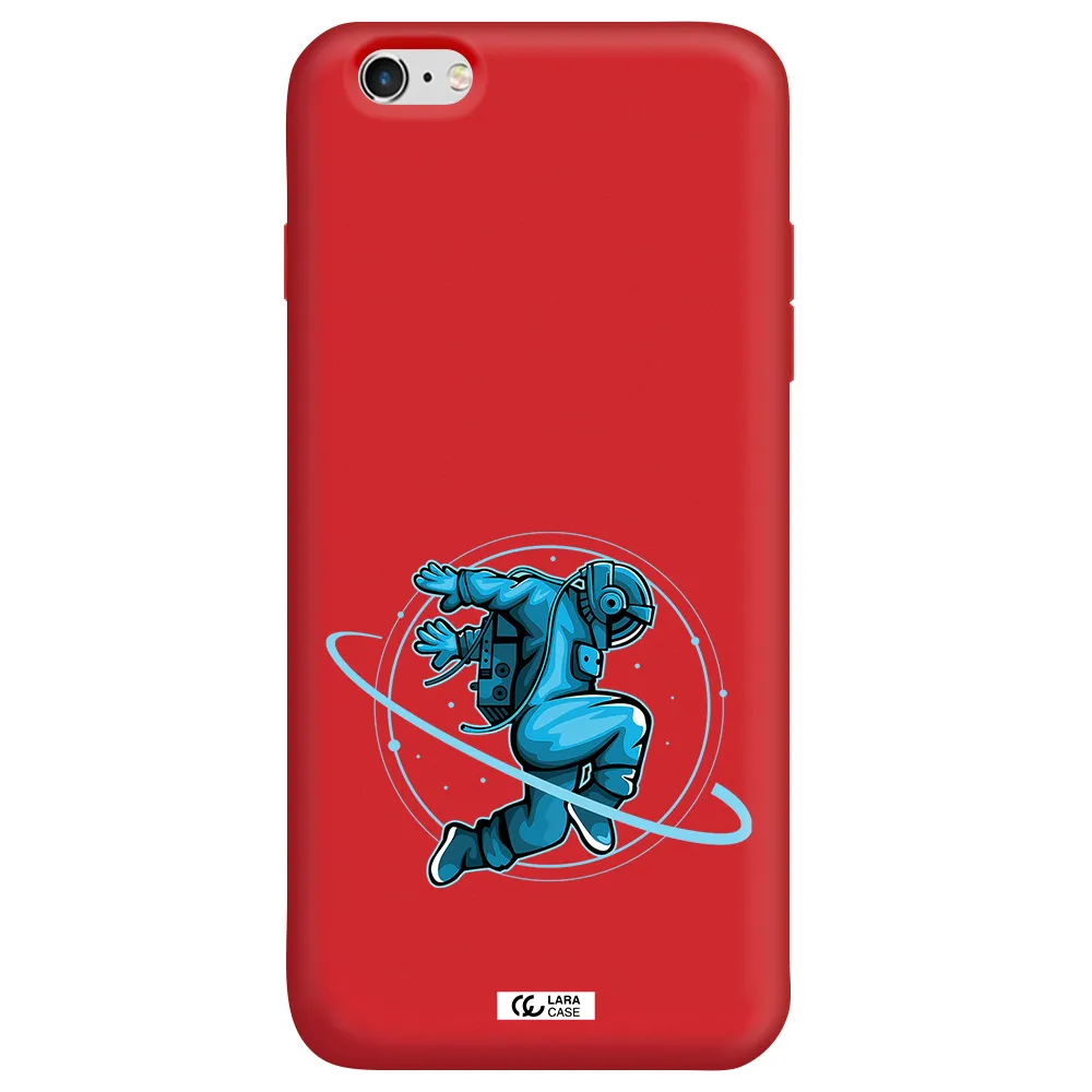 a cartoon of a man skating Apple iPhone 6 s plus Silicone Imperial Red Case