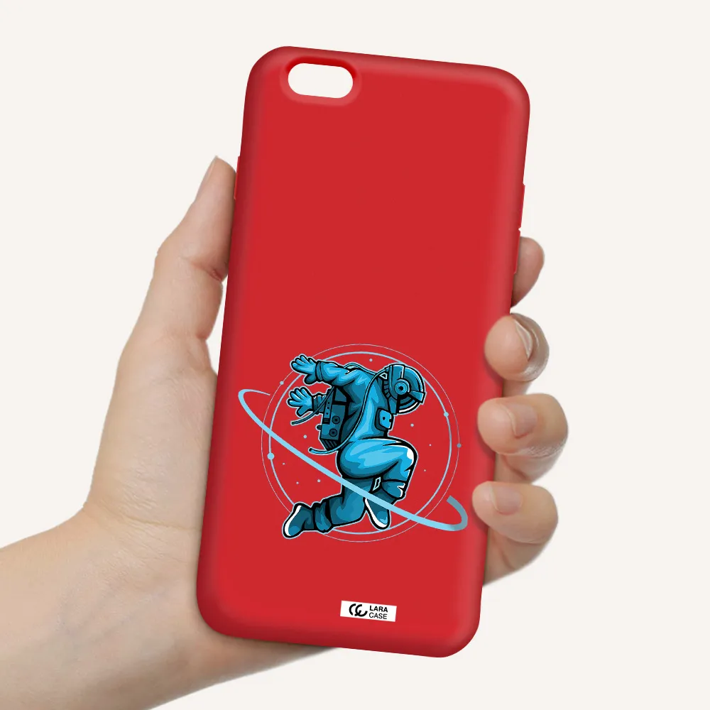 a cartoon of a man skating Apple iPhone 6 s plus Silicone Imperial Red Case