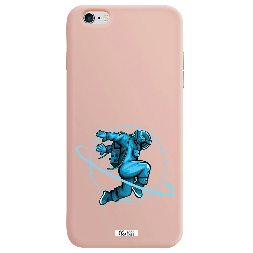a cartoon of a man skating Apple iPhone 6 s plus Silicone pastel pink Case