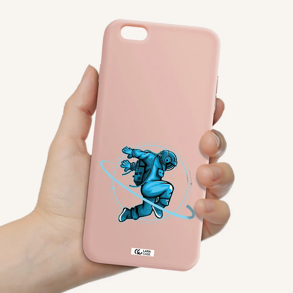 a cartoon of a man skating Apple iPhone 6 s plus Silicone pastel pink Case