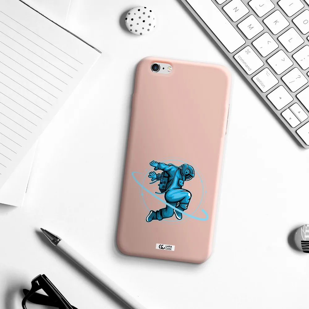 a cartoon of a man skating Apple iPhone 6 s plus Silicone pastel pink Case