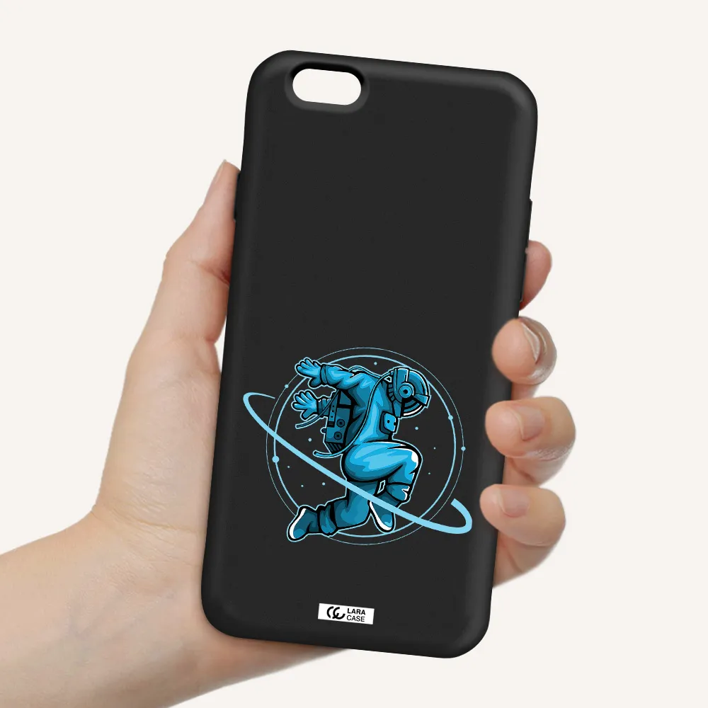 a cartoon of a man skating Apple iPhone 6 Silicone black Case