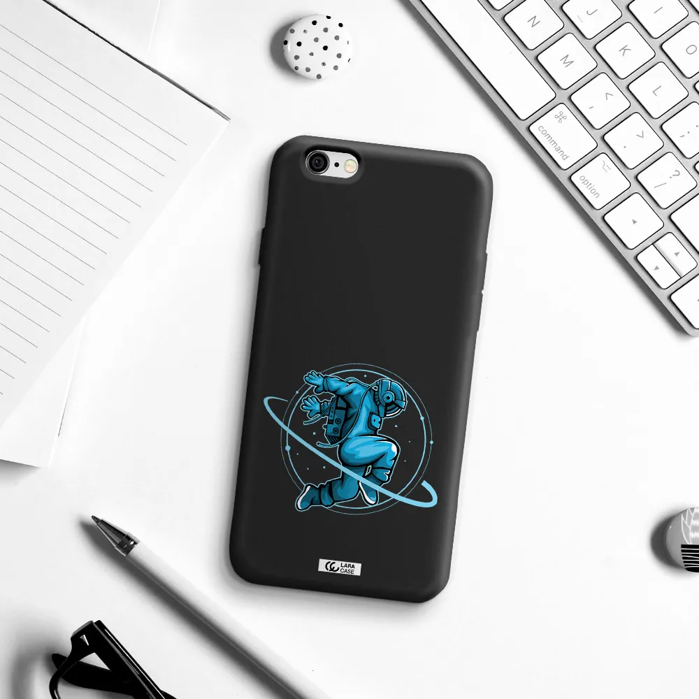 a cartoon of a man skating Apple iPhone 6 Silicone black Case