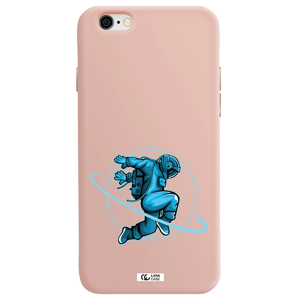 a cartoon of a man skating Apple iPhone 6 Silicone pastel pink Case