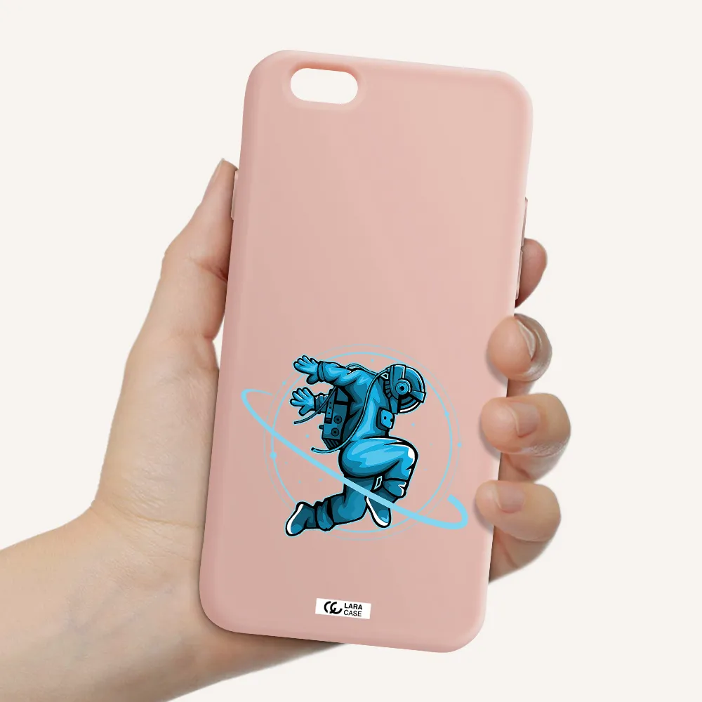 a cartoon of a man skating Apple iPhone 6 Silicone pastel pink Case