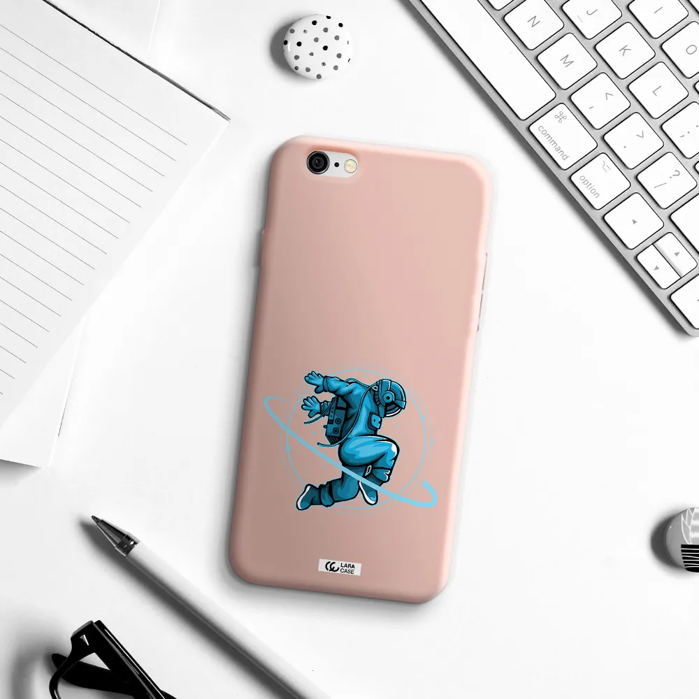 a cartoon of a man skating Apple iPhone 6 Silicone pastel pink Case