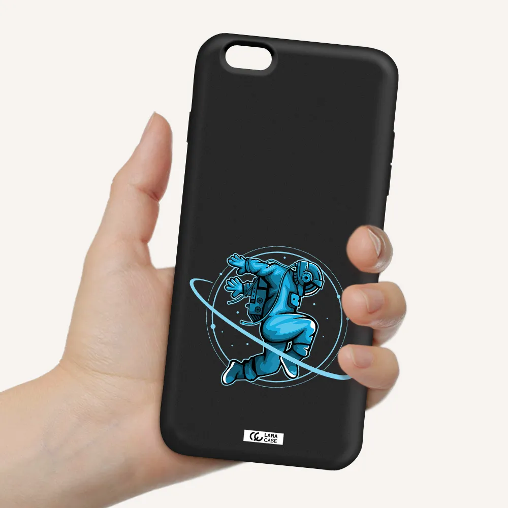 a cartoon of a man skating Apple iPhone 6S Silicone black Case