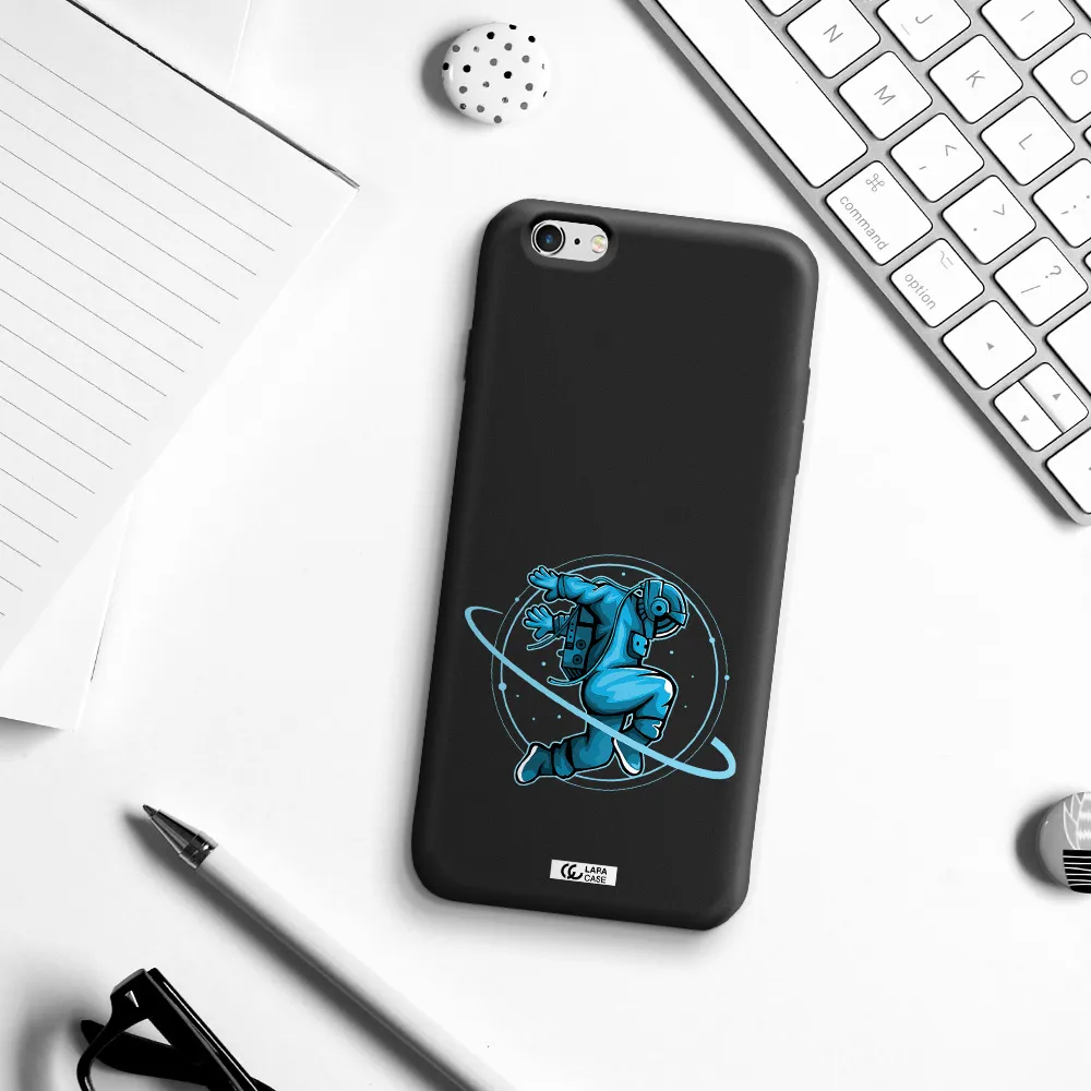 a cartoon of a man skating Apple iPhone 6S Silicone black Case