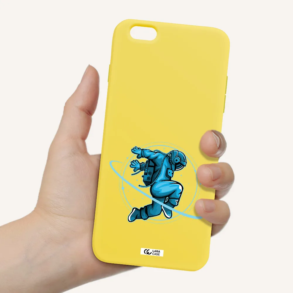 a cartoon of a man skating Apple iPhone 6S Silicone canary yellow Case