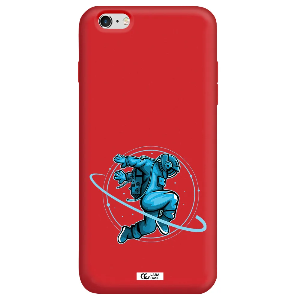 a cartoon of a man skating Apple iPhone 6S Silicone Imperial Red Case